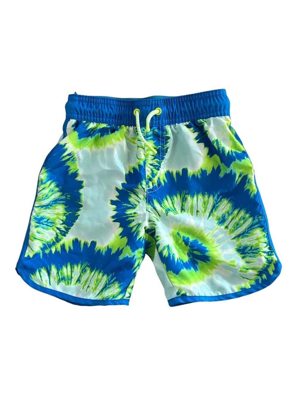 Cat & Jack Blue and Lime Green Tie-Dye Boys Swim Trunks